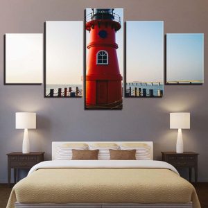 Lighthouse 2 - Ocean 5 Panel Canvas Art Wall Decor