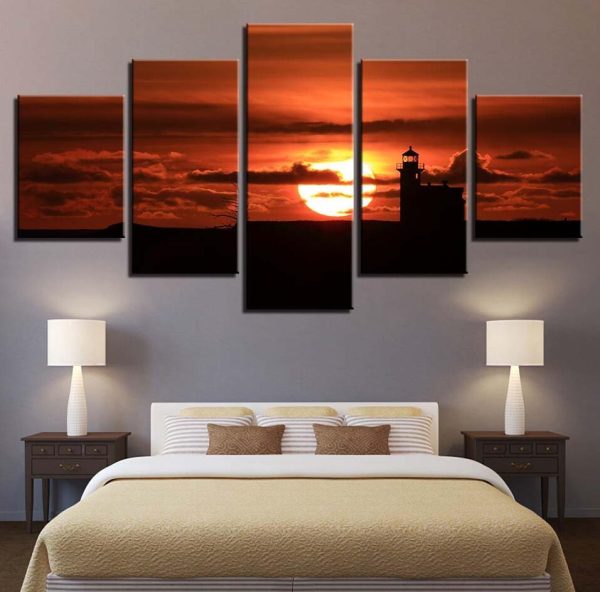 Lighthouse 3 - Ocean 5 Panel Canvas Art Wall Decor