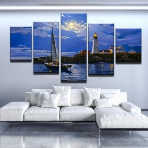 Lighthouse Art - Nature 5 Panel Canvas Art Wall Decor