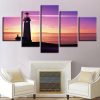 Lighthouse At Sunset - Nature 5 Panel Canvas Art Wall Decor