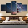 Lighthouse with stars - Space 5 Panel Canvas Art Wall Decor