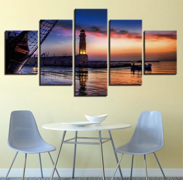 Lighthouse - Ocean 5 Panel Canvas Art Wall Decor