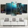 Lights In Forest Fantasy Flowers Tree - Nature 5 Panel Canvas Art Wall Decor