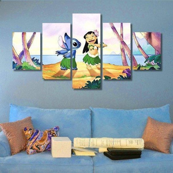 Lilo And Stitch Hawaii Disney - 5 Panel Canvas Art Wall Decor