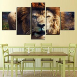 Lion 1 - Animal 5 Panel Canvas Art Wall Decor