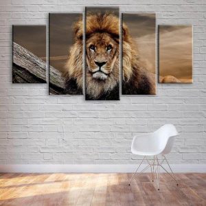 Lion 21 - Animal 5 Panel Canvas Art Wall Decor