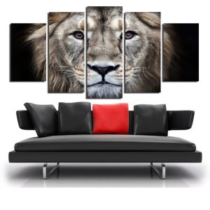 Lion 40 - Animal 5 Panel Canvas Art Wall Decor