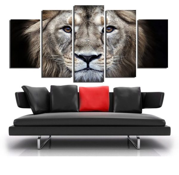 Lion 40 - Animal 5 Panel Canvas Art Wall Decor