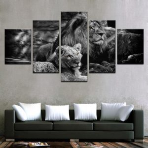 Lion 50 - Animal 5 Panel Canvas Art Wall Decor