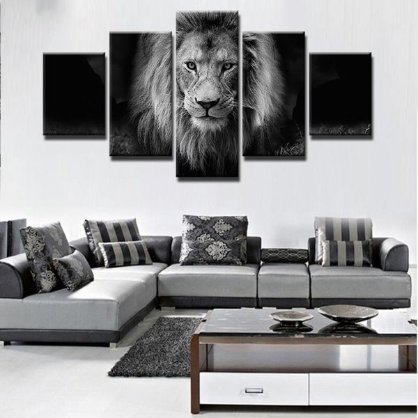 Lion 51 - Animal 5 Panel Canvas Art Wall Decor