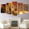 Lion 9 - Animal 5 Panel Canvas Art Wall Decor