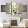 Lion Hunting Retro - Animal 5 Panel Canvas Art Wall Decor