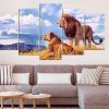 Lion Lioness 2 - Animal 5 Panel Canvas Art Wall Decor