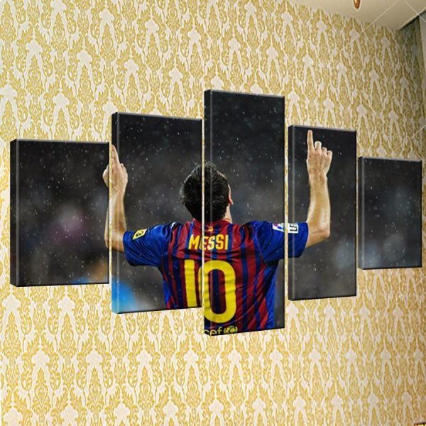 Lionel Messi Praying Barcelona Soccer - 5 Panel Canvas Art Wall Decor