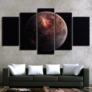 Lonely Black Planet - Space 5 Panel Canvas Art Wall Decor