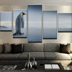 Lonely Penguin - Animal 5 Panel Canvas Art Wall Decor