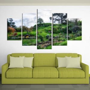 Lord Of The Rings The Shire Hobbiton Movie - 5 Panel Canvas Art Wall Decor