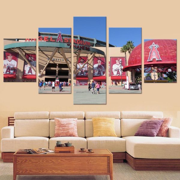 Los Angeles Angels of Anaheim Stadium Baseball - 5 Panel Canvas Art Wall Decor