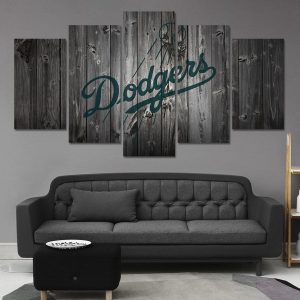 Los Angeles Dodgers Logo Poster Baseball - 5 Panel Canvas Art Wall Decor