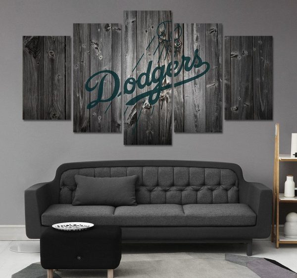 Los Angeles Dodgers Logo Poster Baseball - 5 Panel Canvas Art Wall Decor