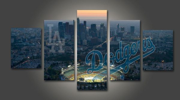 Los Angeles Dodgers Stadium Baseball - 5 Panel Canvas Art Wall Decor