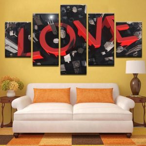 Love 1 - Abstract 5 Panel Canvas Art Wall Decor