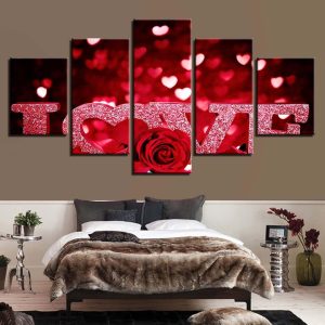 Love 6 - Abstract 5 Panel Canvas Art Wall Decor