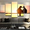 Love Birds Doves At Sunset - Animal 5 Panel Canvas Art Wall Decor