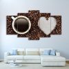 Love Coffee Beans - Nature 5 Panel Canvas Art Wall Decor