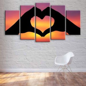 Love Heart Hands - Abstract 5 Panel Canvas Art Wall Decor