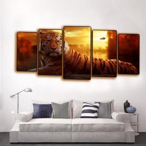 Love Tigers - Animal 5 Panel Canvas Art Wall Decor