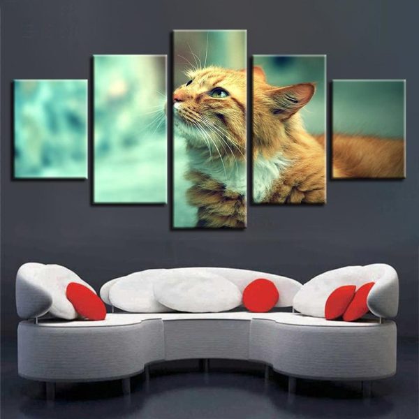 Lovely Cats 8 - Animal 5 Panel Canvas Art Wall Decor