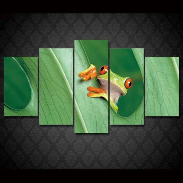 Lovely Frog - Animal 5 Panel Canvas Art Wall Decor