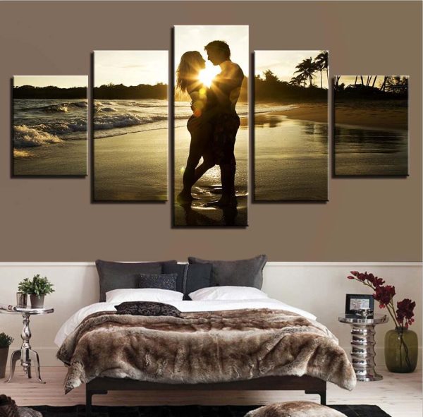 Lover Beach 1 - Abstract 5 Panel Canvas Art Wall Decor