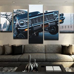 Lowrider Hop Car & Motor - 5 Panel Canvas Art Wall Decor