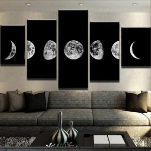 Lunar Cycles - Space 5 Panel Canvas Art Wall Decor