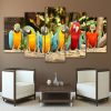 Macaws Parrots - Animal 5 Panel Canvas Art Wall Decor