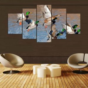 Mallard Ducks 1 - Animal 5 Panel Canvas Art Wall Decor