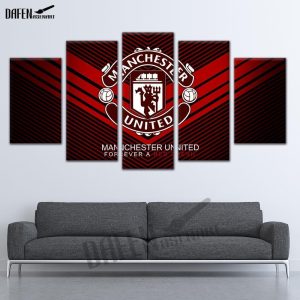 Manchester United Forever A Red Devil Soccer - 5 Panel Canvas Art Wall Decor