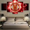 Manchester United Thunde Logo Soccer - 5 Panel Canvas Art Wall Decor