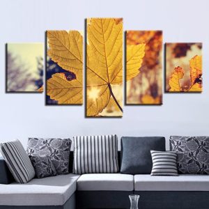 Maple Leaf 2 - Nature 5 Panel Canvas Art Wall Decor