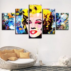 Marilyn Monroe Color - Famous Person 5 Panel Canvas Art Wall Decor