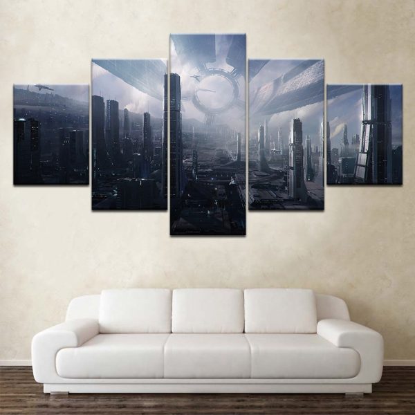 Mass Effect The Citadel Gaming - 5 Panel Canvas Art Wall Decor