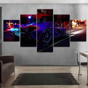 McLaren P1 At Night Sports Car - 5 Panel Canvas Art Wall Decor