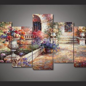 Mediterranean Garden - Abstract 5 Panel Canvas Art Wall Decor