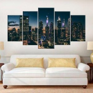 Melbourne At Night Melbourne - Nature 5 Panel Canvas Art Wall Decor