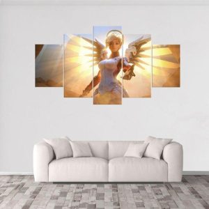 Mercy Overwatch - Gaming 5 Panel Canvas Art Wall Decor