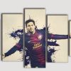 Messi Of Barcelona - Famous Person 5 Panel Canvas Art Wall Decor