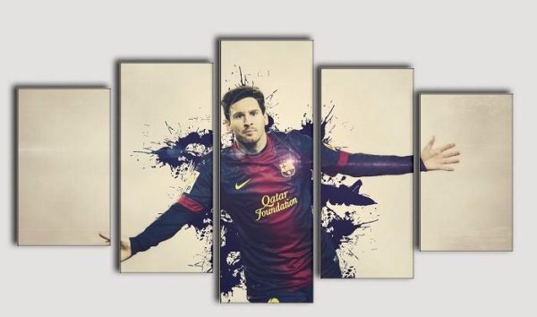 Messi Of Barcelona - Famous Person 5 Panel Canvas Art Wall Decor