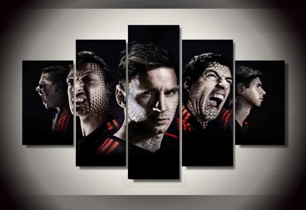 Messi The Football Champion - Famous Person 5 Panel Canvas Art Wall Decor